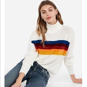 Express Funnel Neck Striped Pullover Sweater